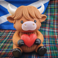 Highland Cow with heart figurine